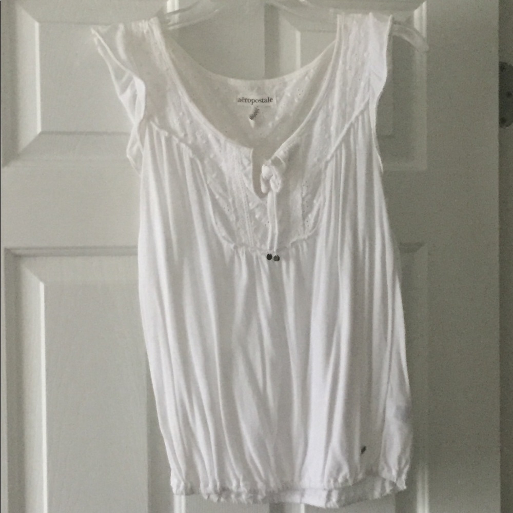 Aeropostale white ruffle shirt